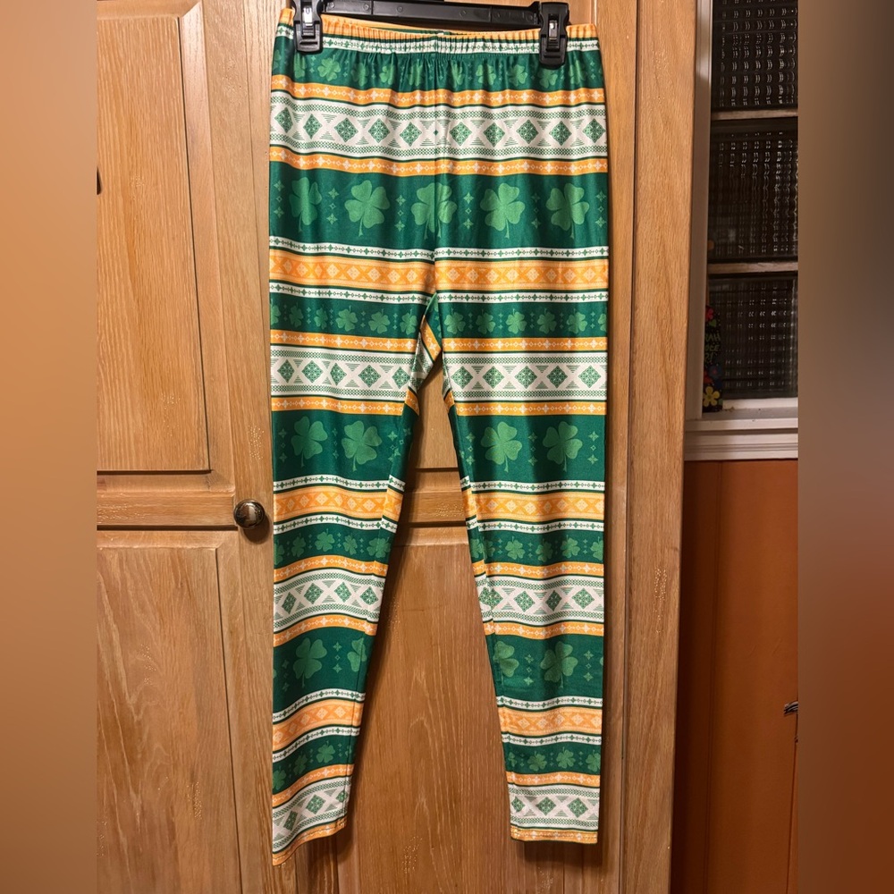 Perfect for St Patrick’s Day! Green and Yellow Striped Leggings